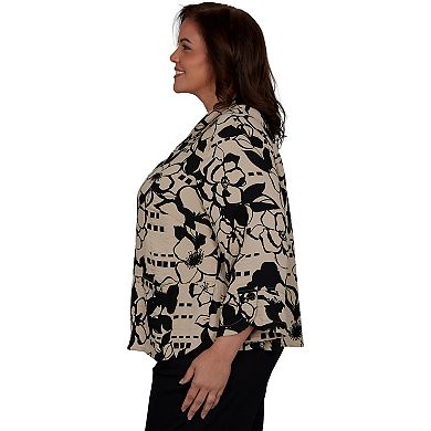 Plus Size Alfred Dunner Geo Floral Button Front Top