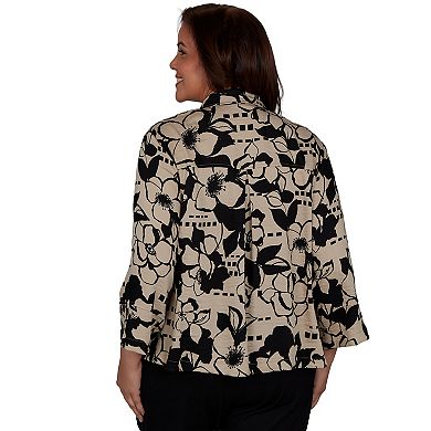 Plus Size Alfred Dunner Geo Floral Button Front Top
