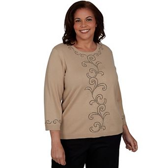 Plus Size Alfred Dunner Beaded Scroll Embellished Sweater