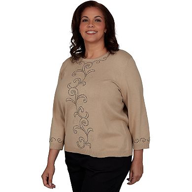 Plus Size Alfred Dunner Beaded Scroll Embellished Sweater