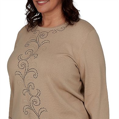 Plus Size Alfred Dunner Beaded Scroll Embellished Sweater