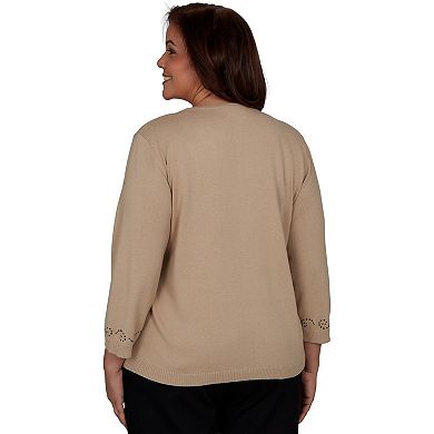 Plus Size Alfred Dunner Beaded Scroll Embellished Sweater