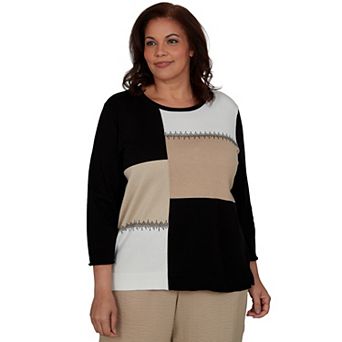 Plus Size Alfred Dunner Colorblock Embellished Sweater