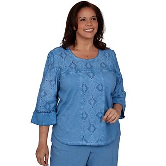 Plus Size Alfred Dunner Provence Center Diamond Tonal Applique Top