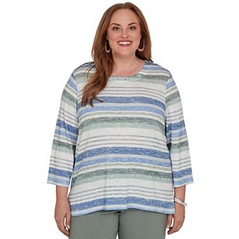 Plus Size Alfred Dunner Provence Textured Biadere Stripe Knit Top
