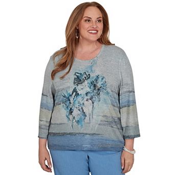 Plus Size Alfred Dunner Painted Floral Lace Top