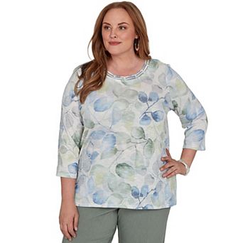 Plus Size Alfred Dunner Allover Leaf Print Top
