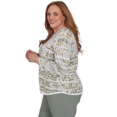 Plus Size Alfred Dunner Provence Paisley Stripe Spacedye Sweater