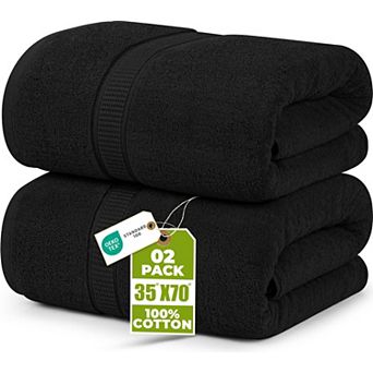 Luxuriobath Bath Sheets 2 pc 600 GSM 35x70 in Ring Spun Cotton Highly Absorbent Quick Dry