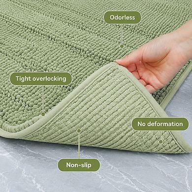 Large Chenille Bathroom Rug High Low Pile Soft Absorbent Non Slip Washable Quick Dry