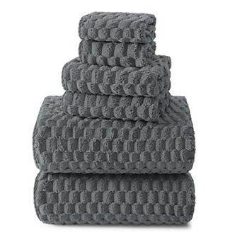 Gray Bath Towel Sets XL - 35"x70" Extra Large 6 pc Luxury Hotel Microfiber Super Soft Absorbent