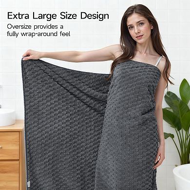 Gray Bath Towel Sets XL - 35"x70" Extra Large 6-Piece Luxury Hotel Microfiber Super Soft Absorbent