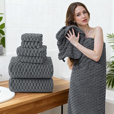 Gray Bath Towel Sets XL - 35"x70" Extra Large 6-Piece Luxury Hotel Microfiber Super Soft Absorbent