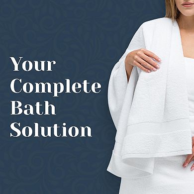 Luxury White Bath Towel Set 8 Pieces 700 GSM 100% Cotton 2 Bath 2 Hand 4 Washcloths Highly Absorbent