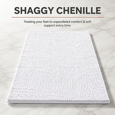 Luxury Chenille Bath Rug Extra Soft Absorbent Non Slip Machine Washable Plush Mat