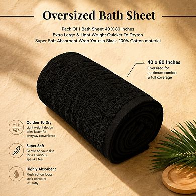 Extra Large Super Soft Absorbent Quick Dry Cotton Bath Sheet Lightweight
