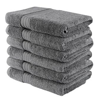 Large Bath Towels 24x50 Pack of 6 Quick Dry Highly Absorbent Cotton Terry Soft Light Grey Bathroom