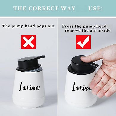 Ceramic Soap Dispenser 14oz White Labeled Lotion Pump Kitchen Bathroom Farmhouse Design Refillable