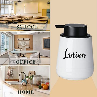 Ceramic Soap Dispenser 14oz White Labeled Lotion Pump Kitchen Bathroom Farmhouse Design Refillable