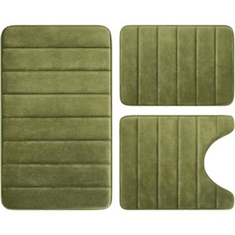 Memory Foam Bathroom Rug Set 3 pc Non Slip Extra Soft Absorbent ,Toilet Bath Toilet Mat