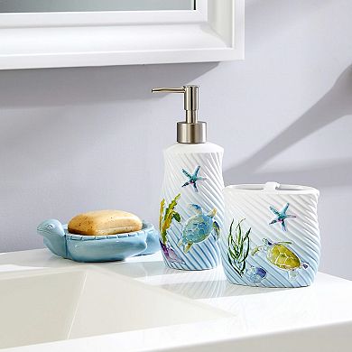 Stoneware Watercolor Soap Dispenser with Brushed Nickel Pump 12.5oz