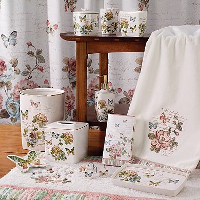 Butterfly Garden Ceramic Lotion Soap Dispenser Countertop Bathroom Accessory
