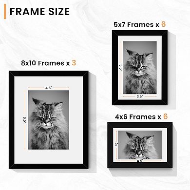 15 Pack Picture Frames Set Multi Sizes 8x10 5x7 4x6 Wall Gallery Collage Mounting Tabletop
