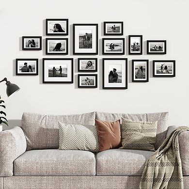 15 Pack Picture Frames Set Multi Sizes 8x10 5x7 4x6 Wall Gallery Collage Mounting Tabletop