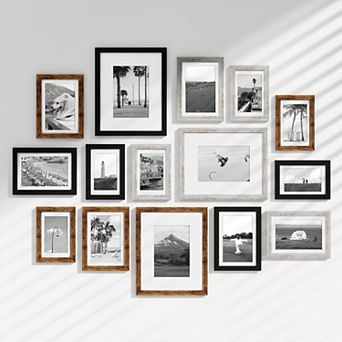 15 Pack Picture Frames Set Multi Sizes 8x10 5x7 4x6 Wall Gallery Collage Mounting Tabletop