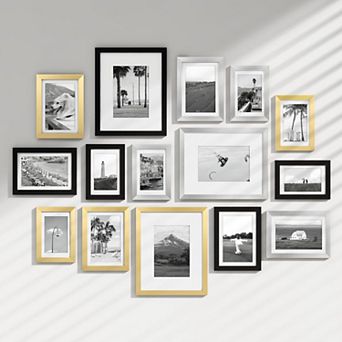15 Pack Picture Frames Set Multi Sizes 8x10 5x7 4x6 Wall Gallery Collage Mounting Tabletop