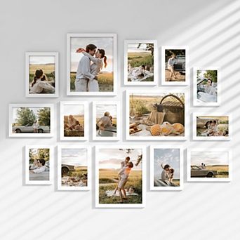 15 Pack Picture Frames Set Multi Sizes 8x10 5x7 4x6 Wall Gallery Collage Mounting Tabletop