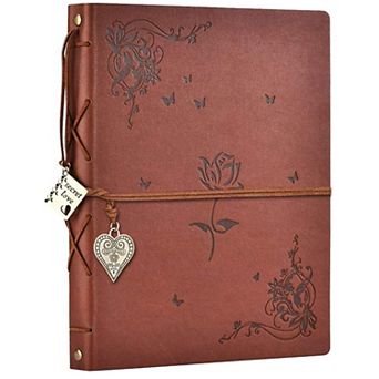 Leather Scrapbook Album 8.6"x10.8" Refillable 60 Pages DIY Photo Memory Book Anniversary Birthday