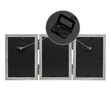 Hinged Picture Frame 3 Photos 4x6 360° Folding Wooden Collage Tabletop Wall Hanging Gift