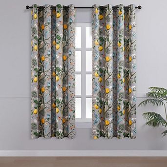 Hummingbird Kitchen Tier Curtains Botanical Grommet Room Darkening Window Drapes 2 Panels