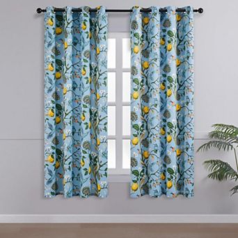 Hummingbird Kitchen Tier Curtains Botanical Grommet Room Darkening Window Drapes 2 Panels