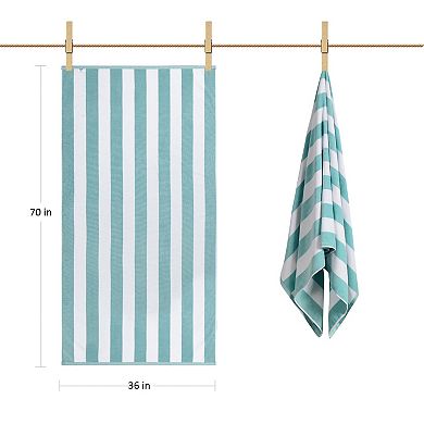 Large Extra Large Beach Towel Cotton Striped Pool Cabana Soft 36x70 Inch