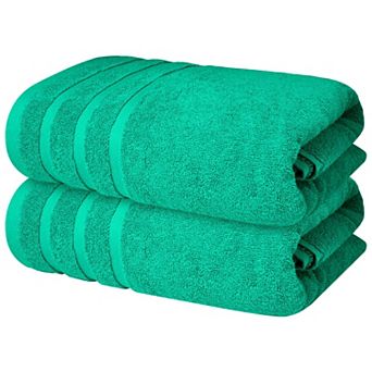 Luxury Bath Towels Set of 2 White Cotton Super Absorbent Soft Quick Dry