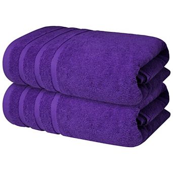 Luxury Bath Towels Set of 2 White Cotton Super Absorbent Soft Quick Dry
