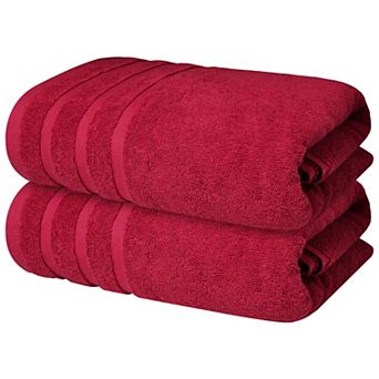 Luxury Bath Towels Set of 2 White Cotton Super Absorbent Soft Quick Dry