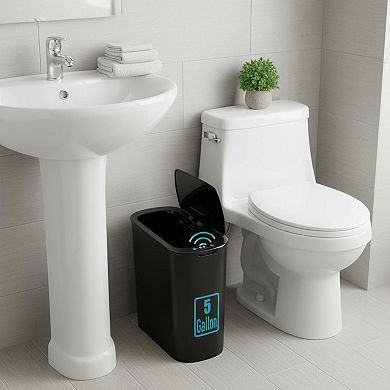 5 Gallon Motion Sensor Bathroom Trash Can Automatic Touchless Plastic Waste Basket Slim Large