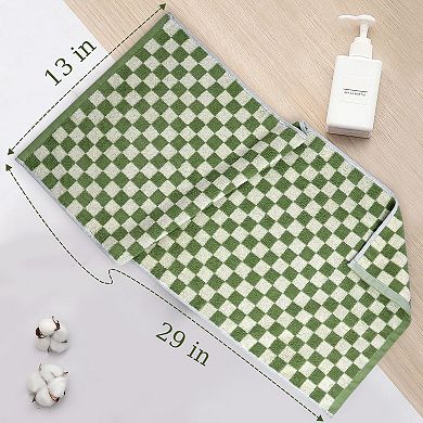 Hand Towels Cotton Checkered 4 Pack Absorbent Quick Dry Multipurpose 13x29 Inch