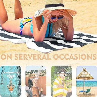 Extra Large Soft Cabana Striped Thick Beach Towel Super Absorbent Travel Bathing Pool 35x70 Inch