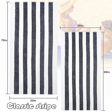 Extra Large Soft Cabana Striped Thick Beach Towel Super Absorbent Travel Bathing Pool 35x70 Inch