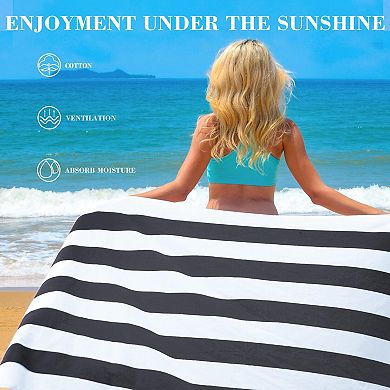 Extra Large Soft Cabana Striped Thick Beach Towel Super Absorbent Travel Bathing Pool 35x70 Inch