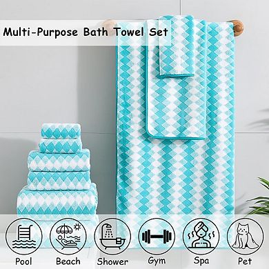12 Piece Towel Set Soft Microfiber Hanging Loop Absorbent Quick Dry