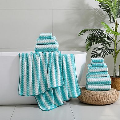 12 Piece Towel Set Soft Microfiber Hanging Loop Absorbent Quick Dry