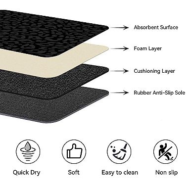 Leopard Print Bath Mats Set Non-slip Absorbent Quick-dry