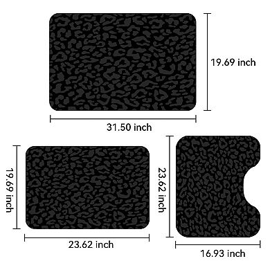 Leopard Print Bath Mats Set Non-slip Absorbent Quick-dry