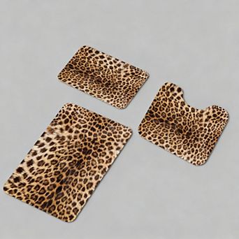 Leopard Print Bath Mats Set Non-slip Absorbent Quick-dry