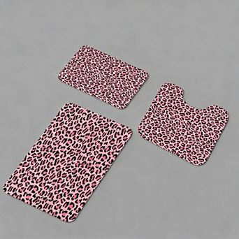 Leopard Print Bath Mats Set Non-slip Absorbent Quick-dry